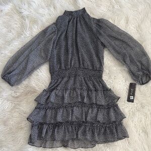 MSK Black and White Ruffled Dress